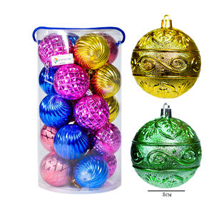ชุดของตกแต่งคริสต์มาสแบบแขวน 20 ชิ้น ทำจากพลาสติกคุณภาพสูง รูปทรงกลมขนาด 8 ซม. พิมพ์สีเต็มรูปแบบ คละสี - Product Image 1