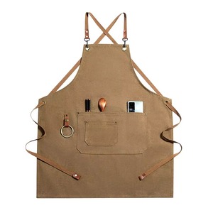 ผ้ากันเปื้อนทำอาหารสำหรับเชฟในครัวร้านอาหาร ผ้าแคนวาสผสมผ้าลินินกันน้ำ พิมพ์โลโก้ได้ตามต้องการ - Product Image 4