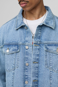 Veste en jean baggy lavée personnalisée pour hommes grande taille veste en jean décontractée à la mode manteau en jean de cowboy personnalisé avec logo imprimé DTF - Product Image 5