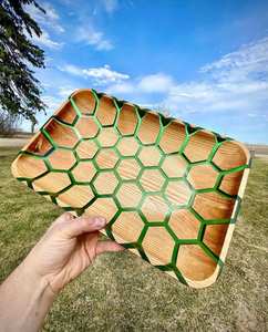 Classic Wooden and <b>Epoxy</b> <b>Resin</b> Durable Rectangle Serving Tray Hot Items Wholesale for Decoration Customized Size Shape <b>Colour</b> - Product Image 1