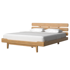 Cama Moderna Minimalista de Madera de Teca con Almacenamiento, Construcción de Madera Maciza, Diseño de Perfil Bajo - Product Image 4