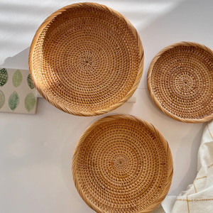 Panier de fruits en rotin, panier tissé en osier, plateau de service décoratif, panier de rangement de pain, bol de fruits en bois - Product Image 4