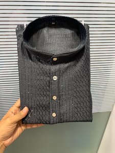 เสื้อคุर्ตาผู้ชายลายเรขาคณิตปักลายผ้าไหม/ผ้าฝ้าย ระบายอากาศได้ดี ไม่ยับ จากผู้ส่งออกขายส่ง Fabzone - Product Image 6