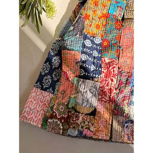 Indian Patchworked Quilted <b>Jacket</b> 1 1 Satin Fabric <b>Leather</b> Shell Linen Cotton Polyester <b>Blazer</b> Stripe for Spring Autumn Winter - Product Image 3
