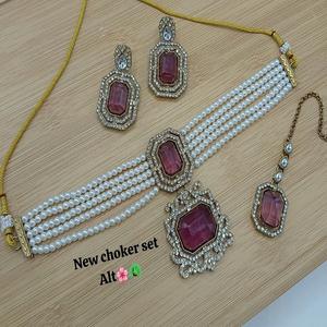 Nuevo Conjunto de Joyería Étnica Clásica Chapada en Oro con Perlas y Kundan para Mujer, para Bodas, Compromisos y Fiestas, con Colgante - Product Image 2