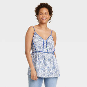 Top Corto Floreale Blu Rosa Lavorato all'Uncinetto da Donna Knox, Taglia S, in Tessuto Traspirante con Logo Frontale - Product Image 1