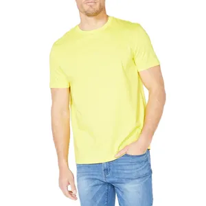 Maglietta da uomo OEM in cotone 100% logo personalizzato desgin di lusso di qualità oversize a tracolla streetwear giallo bianco t-shirt da uomo