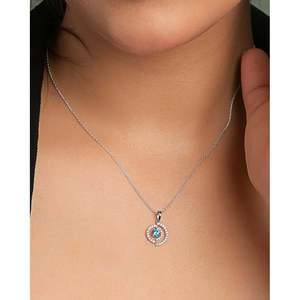 Collier pendentif géométrique en topaze et diamant plaqué rhodium - Tendance et chic - Product Image 4
