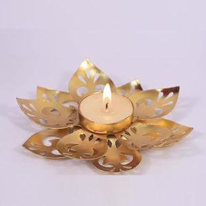 Support de lumière de thé élégant pour le salon décoratif feuille de Ginkgo bougeoir accessoire d'éclairage de luxe - Product Image 6