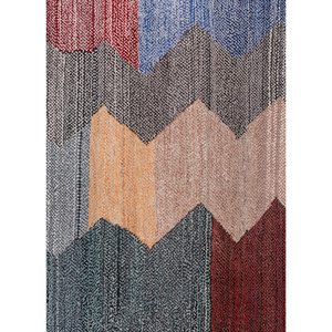 Tapis géométrique gris et noir Freedom Manchaha en laine et soie de bambou noué à la main, technique de tissage plat pour salon - Product Image 3
