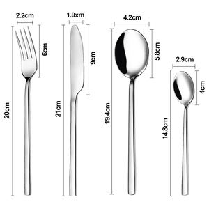 Cuillère de luxe en acier inoxydable Cuillère de dîner de mariage d'hôtel 5 pièces Ensemble de couverts de luxe Dernier concepteur Meilleur prix Acier miroir - Product Image 3