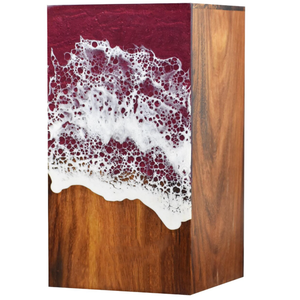 Wholesale Artistic Burgundy Ocean Wave Resin <b>Wood</b> Cremation Urn Handmade Custom Ashes Urn Unique Memorial Keepsake <b>Box</b> by AYAANS - Product Image 3