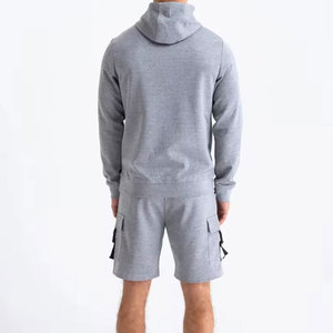 Durable diseño personalizado hombres sudaderas con capucha conjunto corto Color sólido nueva llegada sudaderas con capucha conjunto corto para hombres - Product Image 2