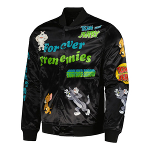 แจ็กเก็ตผ้าซาตินสำหรับผู้ชายงานตามสั่งเสื้อแจ็กเก็ตเบสบอลบอมเบอร์เลตเทอร์แมนดีไซน์สตรีทปักลาย - Product Image 2