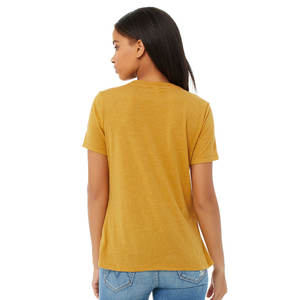 Camiseta de cuello redondo de mezcla de algodón sólido verde claro transpirable para mujer - Product Image 3