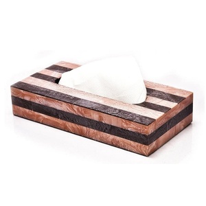 Caja de pañuelos de resina de color personalizada con patrón de incrustaciones de hueso para el hogar o el hotel - Product Image 1