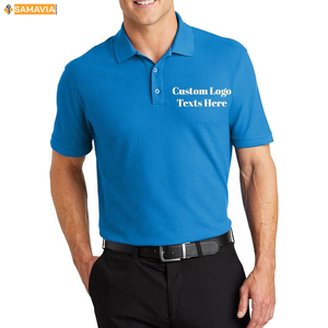 SAMAVIA Polo en coton tricoté pour hommes Brodé Style Vintage Logo personnalisé Doux Respirant Casual Fashion Wear OEM - Product Image 2