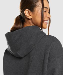 Sweat à capuche surdimensionné pour femmes, survêtement de couleur unie, personnalisé, côtelé, avec poche - Product Image 6