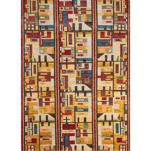 Alfombras de Lana Anudadas a Mano Erbe, Diseño Geométrico Abstracto Rojo y Naranja para Sala de Estar, Dormitorio, Pasillo, Rectangular 9x12, Lca-827 - Product Image 1