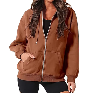 Femmes Zipper Style Full Zip up Hoodie Manches Longues Surdimensionné Polaire Y2K Veste avec Poches Automne Tenues pour L'hiver - Product Image 1