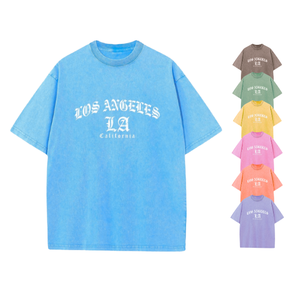 เสื้อยืดคอกลมทรงหลวมสไตล์วินเทจซักแบบวินเทจเสื้อยืดอินเทรนด์สำหรับผู้ชายผู้หญิง - Product Image 1