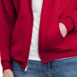 80% Algodón 20% poliéster 380gsm polar personalizado Regular Fit hombres Sudadera con capucha cremallera bordada ropa de calle ecológica invierno rojo - Product Image 4