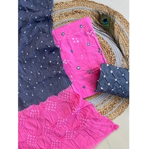 Elegante Algodón puro Shatin mano Bandhani Top con suave Mul Bandhani Dupatta y juego Bandhani Salwar Suit Set perfecto - Product Image 3