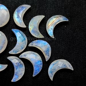 Pierre précieuse en forme de lune à facettes en pierre de lune arc-en-ciel de qualité supérieure, briolette de croissant de lune en pierre de lune naturelle, pierre précieuse sculptée en vrac 18mm - Product Image 4