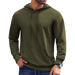 Sweat à capuche pour hommes à manches longues décontracté velours côtelé pull à capuche avec poche - Product Image 4