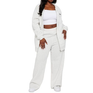 Ensemble Jogging surdimensionné pour femme en coton 100% de qualité professionnelle, imprimé sur toile, sweat-shirt à capuche uni, survêtement - Product Image 1