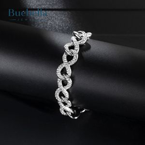 18k White Gold Plated 925 Sterling <b>Silver</b> 11mm Iced Infinity Cuban Link Bracelet <b>for</b> <b>Men</b> - Product Image 1