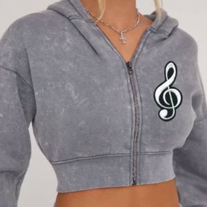 OEM Women's Winter 100% Cotton Gym Crop Top Oversize Hoodie Sweatshirt Pants <b>Set</b> Solid 2-Piece Tracksuits for Girls Personalized - Product Image 3