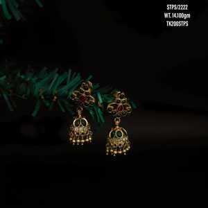 Super Fairy Indian Jhumka Style Vintage Bezel Setting Enamel <b>Sterling</b> <b>Silver</b> <b>Stud</b> Earrings for Fashionista Female-Party & Gift - Product Image 1