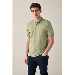 เสื้อโปโลผู้ชายกีฬากอล์ฟผ้าโพลีเอสเตอร์แบบเรียบ - Product Image 3