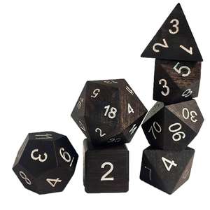 Dados poliédricos de madera tallados con números, juego de siete, ¡en oferta! - Product Image 2