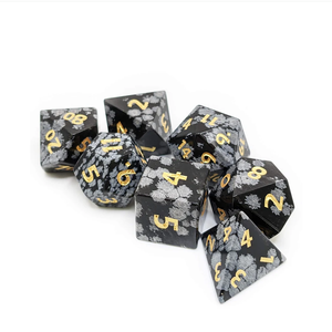 Dados de Piedra de Alta Calidad, Obsidiana Copo de Nieve, Cristal Natural, Piedras Preciosas de Sanación Reiki, Piedra Grabada, Juego de Dados Personalizado, Cristal Vikingo - Product Image 2