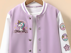 Chaqueta Varsity de Invierno para Hombre con Cuello Alto Color Lavanda |   Chaqueta Bomber de Béisbol con Letras del Logotipo Bordadas en la Parte Delantera |   Cierre de cremallera estilo High Street - Product Image 5