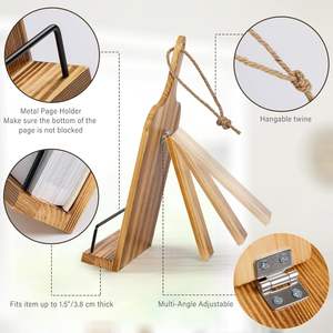 Support de recettes en bois réglable avec étagère de cuisine de comptoir de cuisine lanière pour un placement facile - Product Image 4
