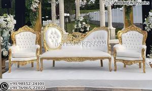 Elegante sofá de madera para parejas para la ceremonia de Shagun, impresionante sofá de boda para novia y novio, sofá tallado con respaldo pesado para escenario de boda - Product Image 4