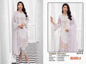 Costume indien de créateur Salwar Kameez, robes de travail à la main en fil Georgette pour femmes, vêtements ethniques - Product Image 2