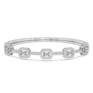 Brazalete Abrible con Diamante Cultivado en Laboratorio con Corte Esmeralda, Oro Sólido de 14K, 1 Ct Tw, Joyería Fina, Idea de Regalo de Aniversario - Product Image 1