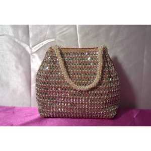 Handcrafted Evening Clutch Purse Beaded Embroidery with <b>Mirror</b> Work Trapezoid Shape Rhinestone & Crystal Decorative <b>Chains</b> - Product Image 1