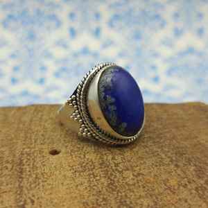 Artisan Designed 925 Sterling Silver Natural Gemstone Blue Lapis Ring Hot Design Cadeau de mariage parfait pour les femmes 14K Metal Purity - Product Image 6