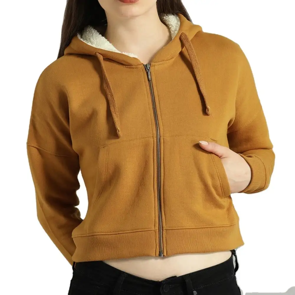 Factory Made Direct Sales Top Quality Women Crop Top Hoodie Stylish Fashion Simple Plain Women Crop Top Hoodie For Fitness Wear