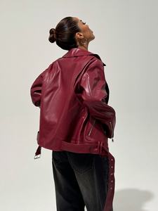 Chaqueta de cuero a cuadros de invierno personalizable de la mejor calidad para mujer piel de vaca con cierre de cremallera OEM suministro al por mayor - Product Image 4