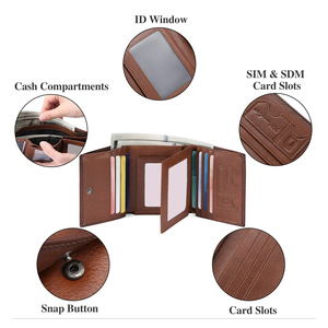 Venta caliente Brown Blocking Minimalist Slim Wallet Buena calidad Hombres Cartera de cuero genuino para hombres 2025 - Product Image 4