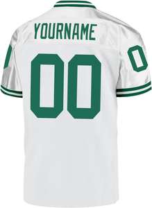Camiseta de fútbol blanca personalizada con detalles verdes para hombre, uniforme de equipo sublimado con cuello en V, manga corta, opción de logotipo, nombre y número, malla - Product Image 3