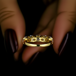 1.0 CTW Lab Grown Diamond Cut IGI Certified Half Eternity Set Minimalist Women's <b>Wedding</b> Band Yellow Gold <b>Anniversary</b> Rings - Product Image 4