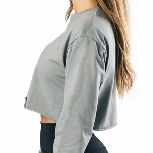 Wholesale Custom High Quality New Colors Crew Neck Slim Fit Long Sleeves Blank Crop <b>Tops</b> Custom Logo Vintage Women T Shirt - Product Image 2