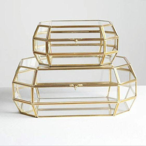 Joyero de Vidrio con Acabado en Latón Estilo Vintage con Soporte Interior en Forma de Árbol para Exhibir Collares y Pendientes, Organizador de Joyas - Product Image 2